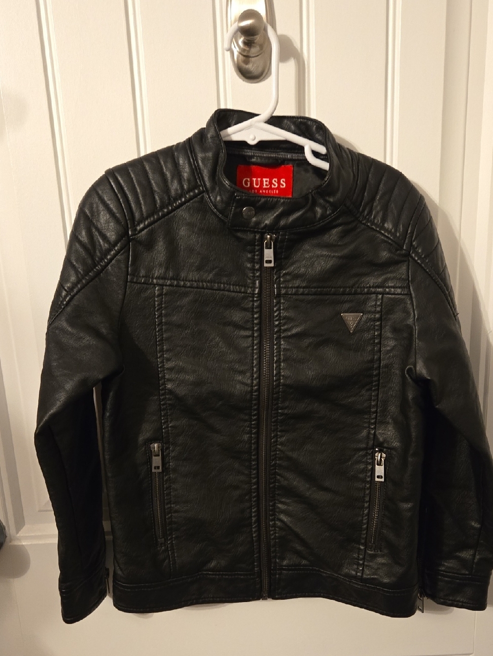 Guess Boys' Black Faux Leather Moto Jacket